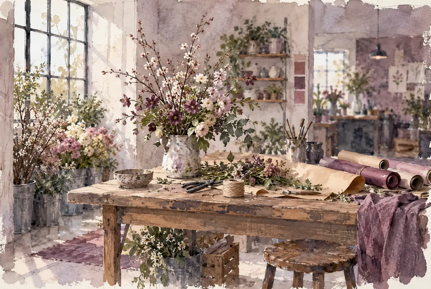 Illustration of floral businesses and their working space